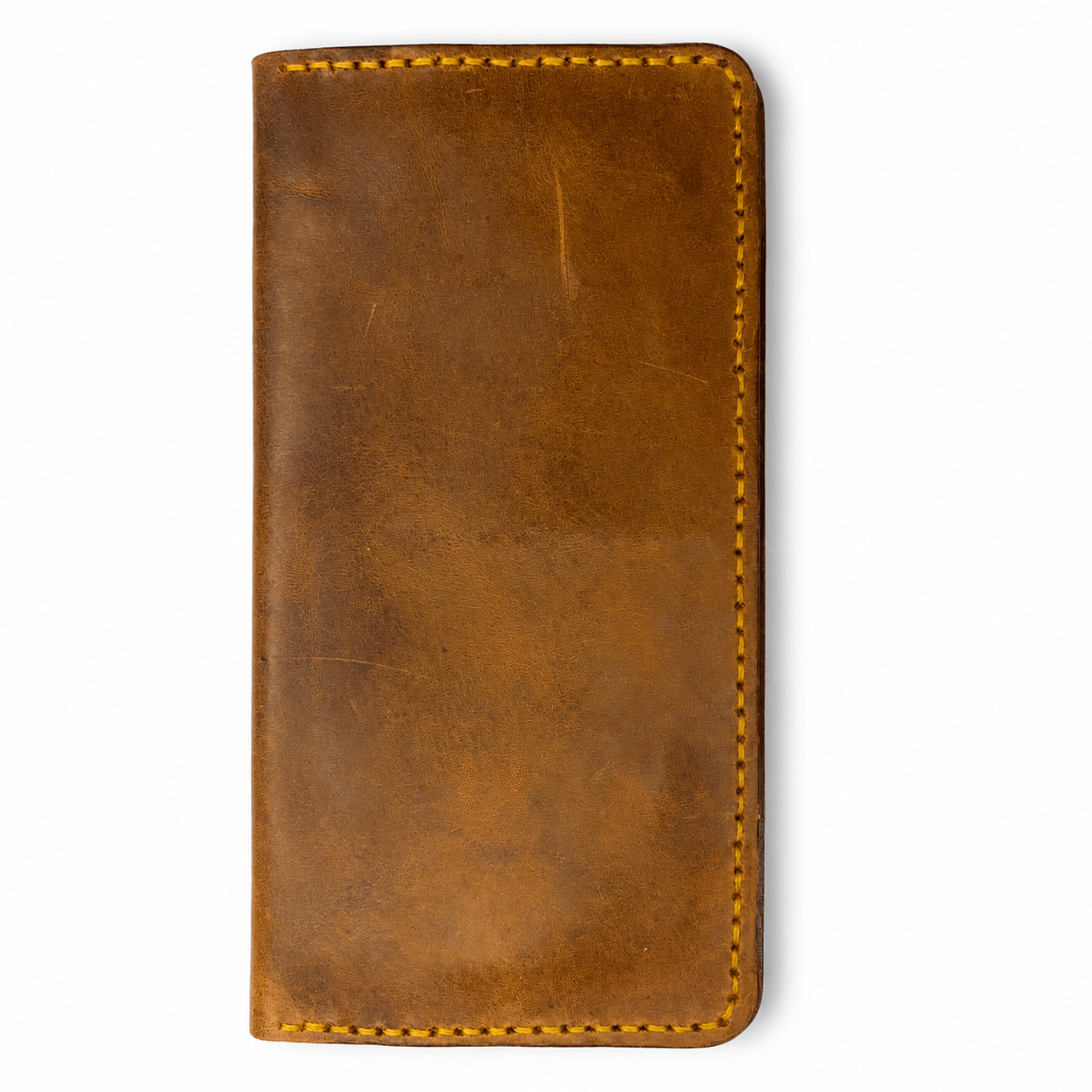 Men's Tan Cognac Leather Bifold Wallet, Hand Stitched, Multiple Card Slots & Cash Compartments