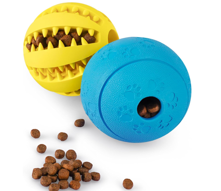 Dog Puzzle Toys 2 Pack, Dog Enrichment Toys for Large Dogs & Small Dogs, Puppy Balls for Treat Dispensing, Durable Balls for Teeth Cleaning