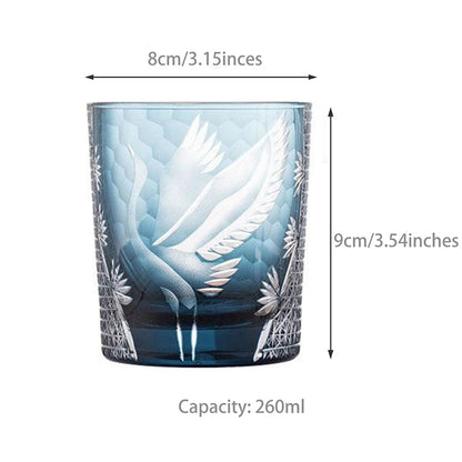 Edo Kiriko Handcrafted Pine & Crane Crystal Whisky Glass