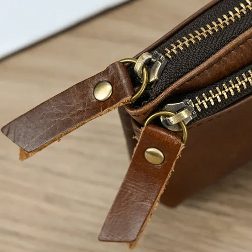 Genuine Leather Coin Purse with Zipper Closure & Card Holder Everyday Purse for Men & Woman