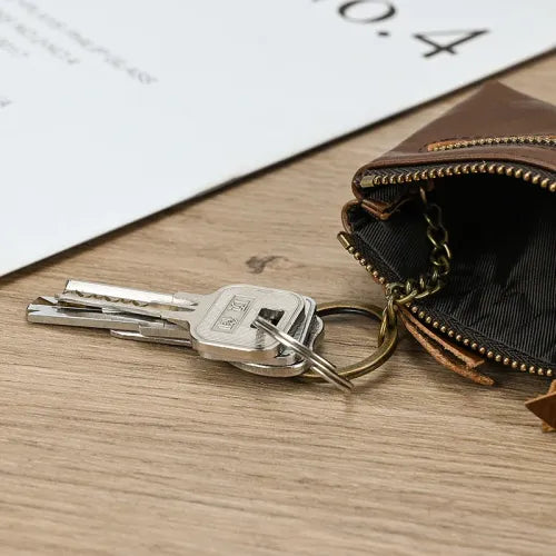 Genuine Leather Coin Purse with Zipper Closure & Card Holder Everyday Purse for Men & Woman