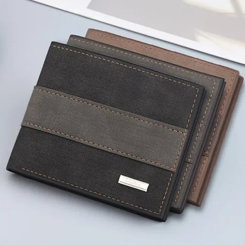 Slim PU Leather Wallet for Men with Zipper Coin Pocket, Card Holder & Cash Pocket